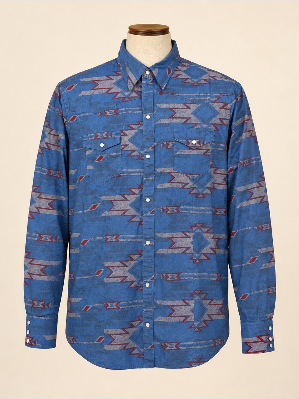 Roper Men’s XL Blue Southwestern Aztec Pearl Snap Western Shirt